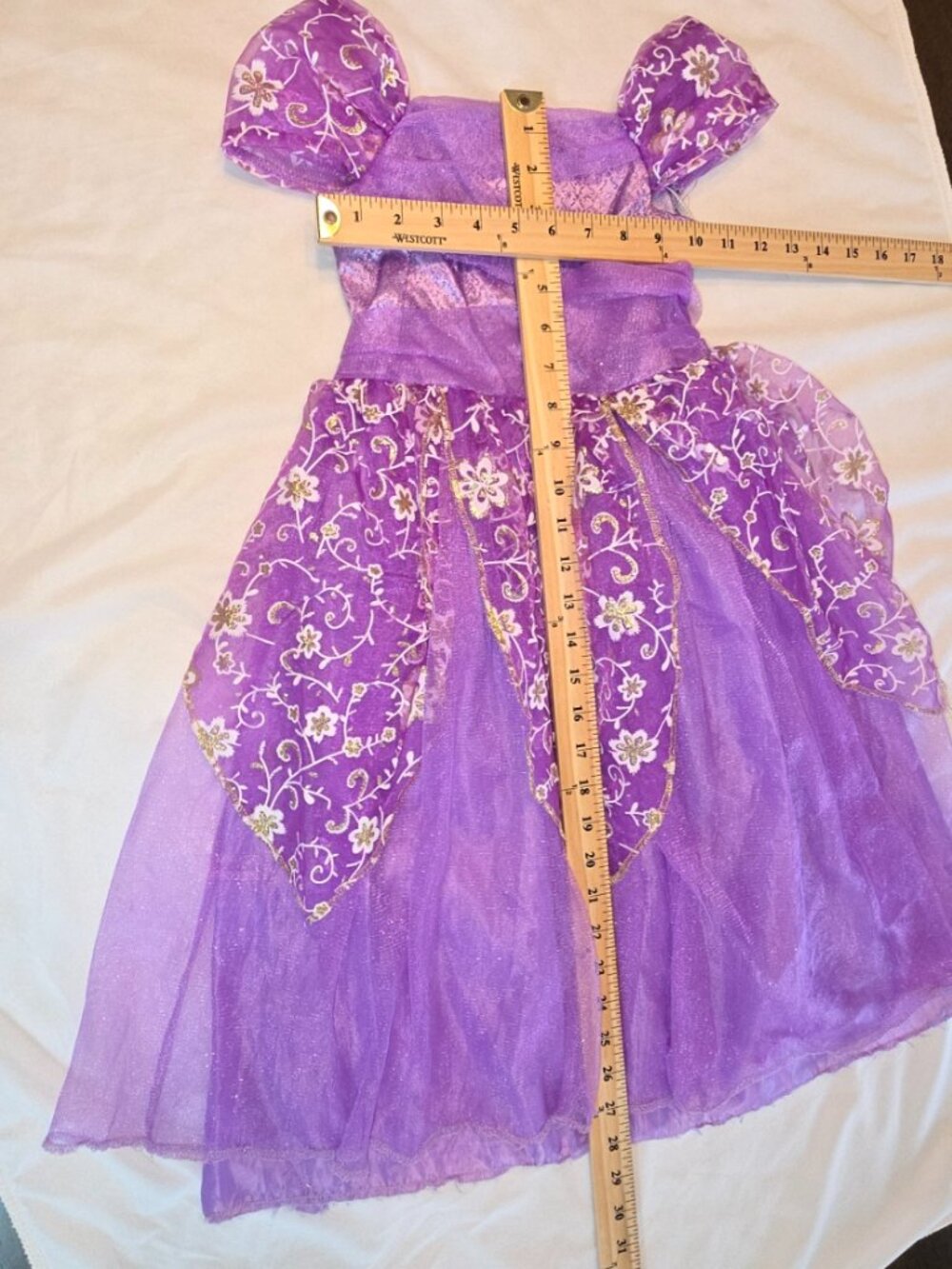 Little Girls Purple Princess Dress Tulle Sparkles Glittery Dress Up Cosplay - Picture 7 of 12